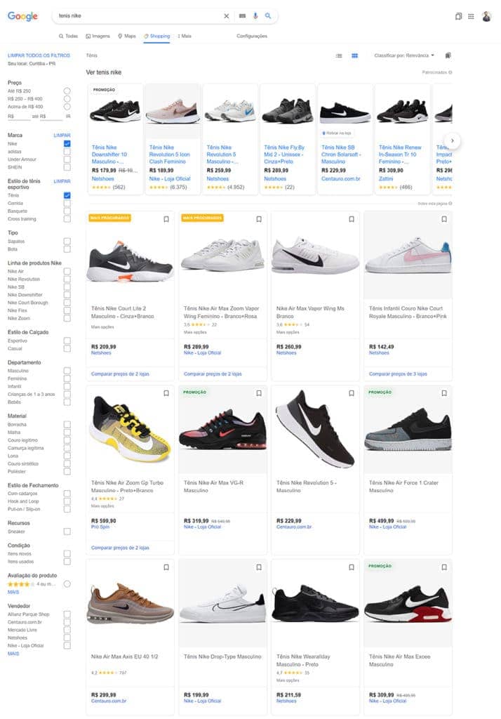 google shopping pagina resultados